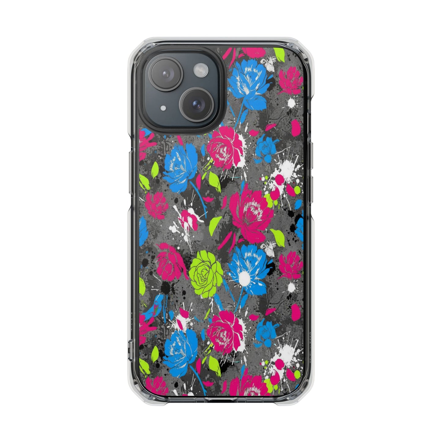 Copy of Clear Magnetic Phone Case — Bright Tropical Floral Impact Protection