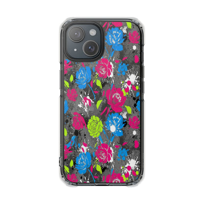 Copy of Clear Magnetic Phone Case — Bright Tropical Floral Impact Protection
