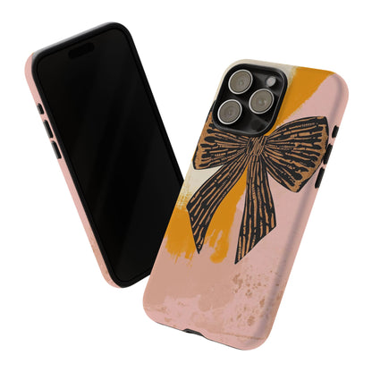 Bow Brushstroke Tough Phone Case — Pink & Mustard