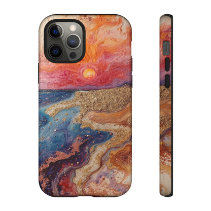 Sunset Coast Phone Case — Colorful Abstract Beach Art Tough Case