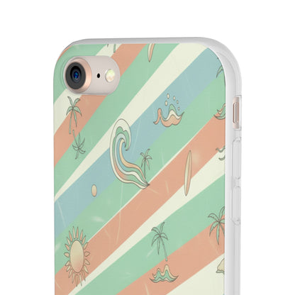 Beach Vibes Phone Case — Retro Pastel Surf & Palm Protective Flexi Case