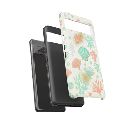Seashell Coral Phone Case — Pastel Beach Shells Protective Tough Case