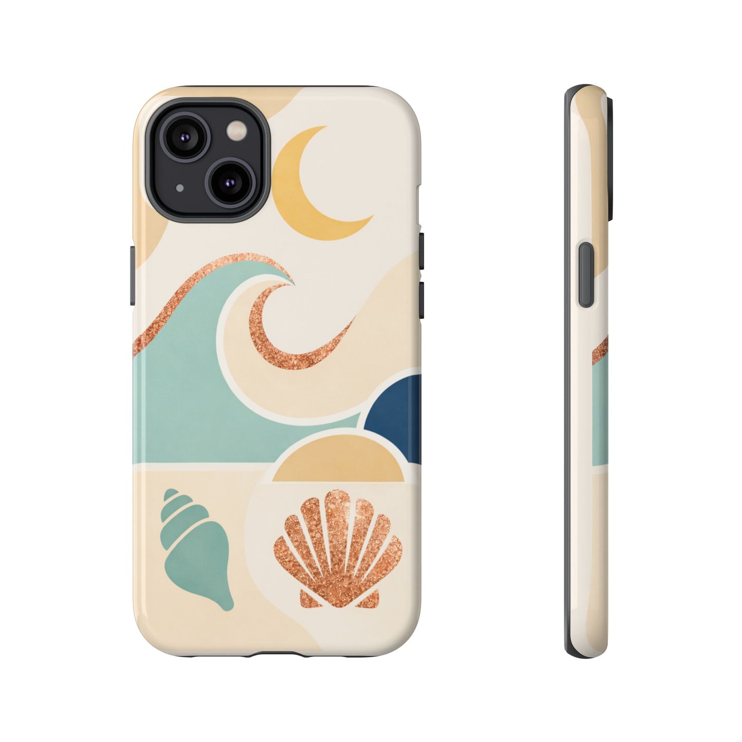 Sea Breeze Tough Phone Case — Retro Waves & Shells Design