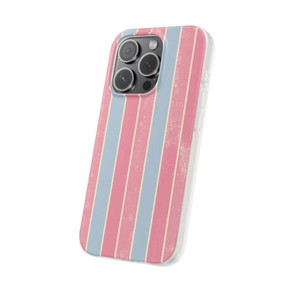 Striped Pink & Blue Phone Case — Retro Pastel Flexi Case