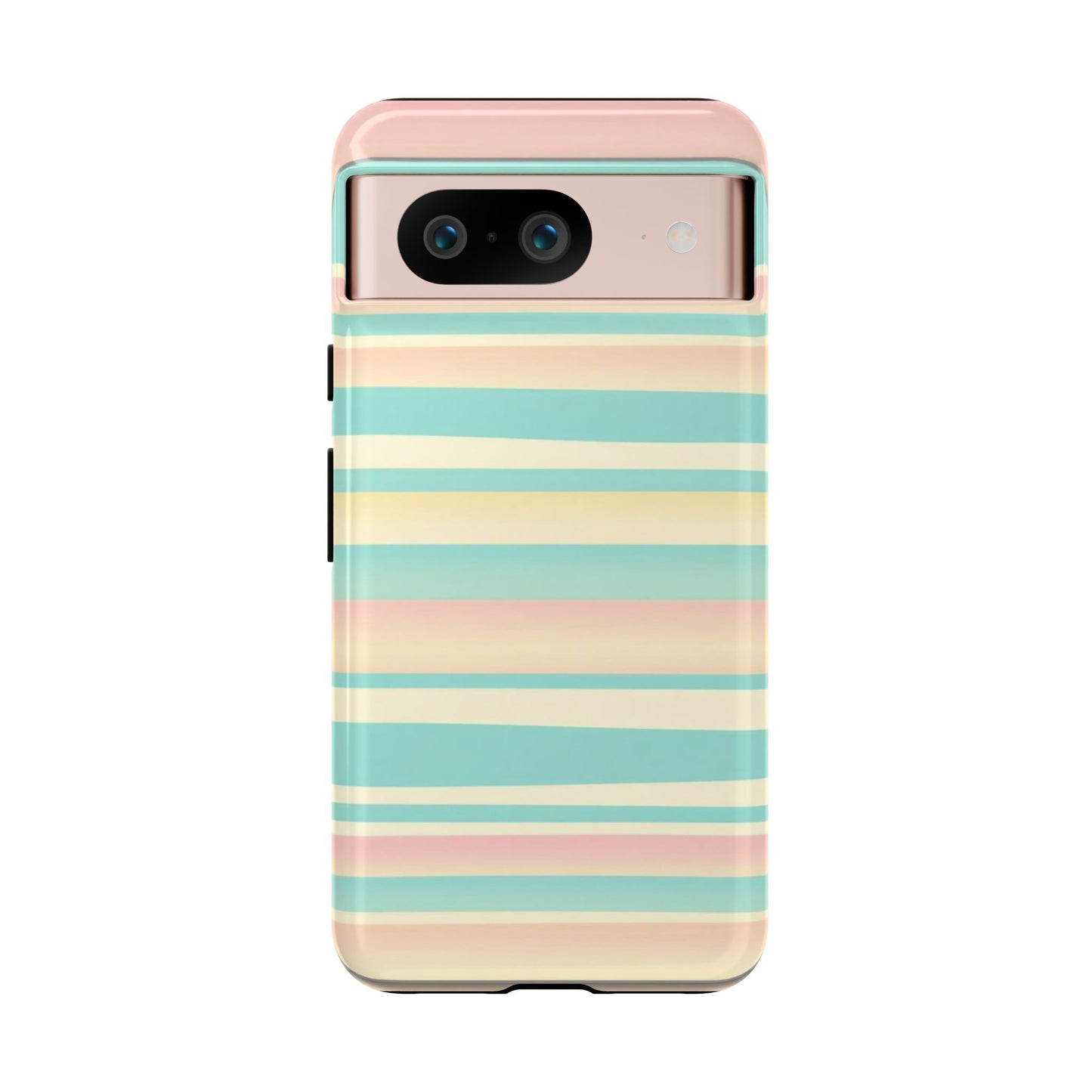 Pastel Striped Tough Phone Case — Mint, Peach & Cream Protective Cover