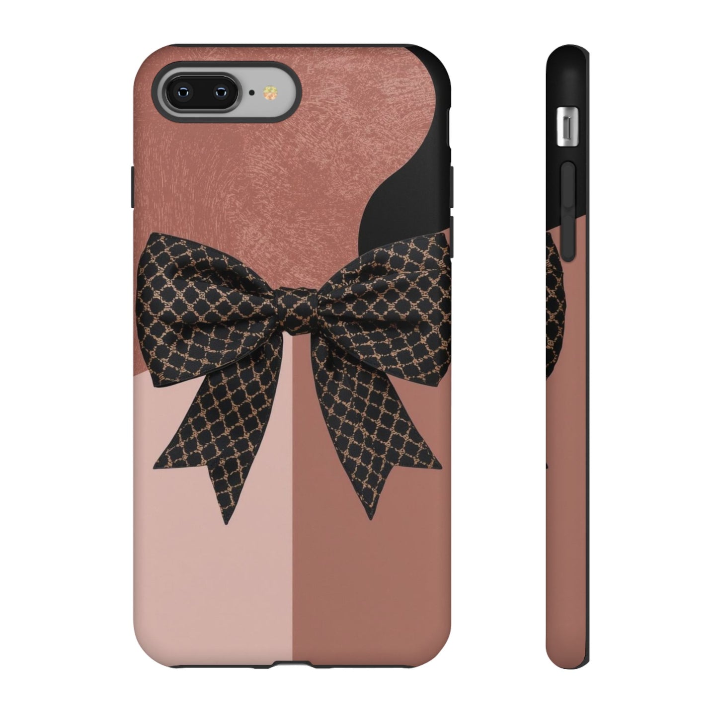 Bow Stripe Tough Phone Case – Pink Mauve Protective Cover