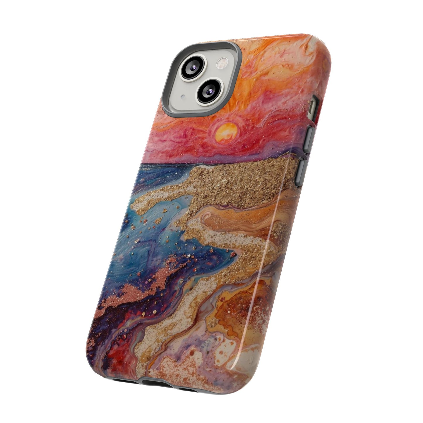 Sunset Coast Phone Case — Colorful Abstract Beach Art Tough Case