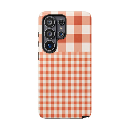Buffalo Check Tough Phone Case — Orange Gingham Protective Cover