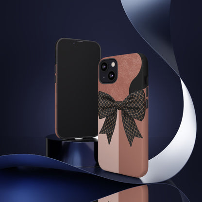 Bow Stripe Tough Phone Case – Pink Mauve Protective Cover