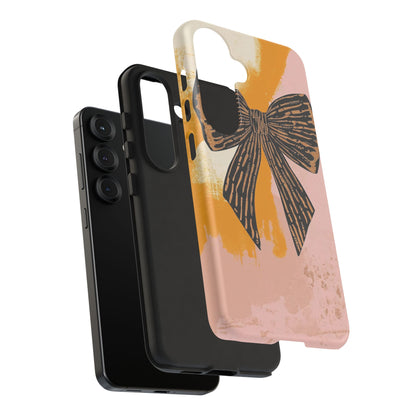 Bow Brushstroke Tough Phone Case — Pink & Mustard