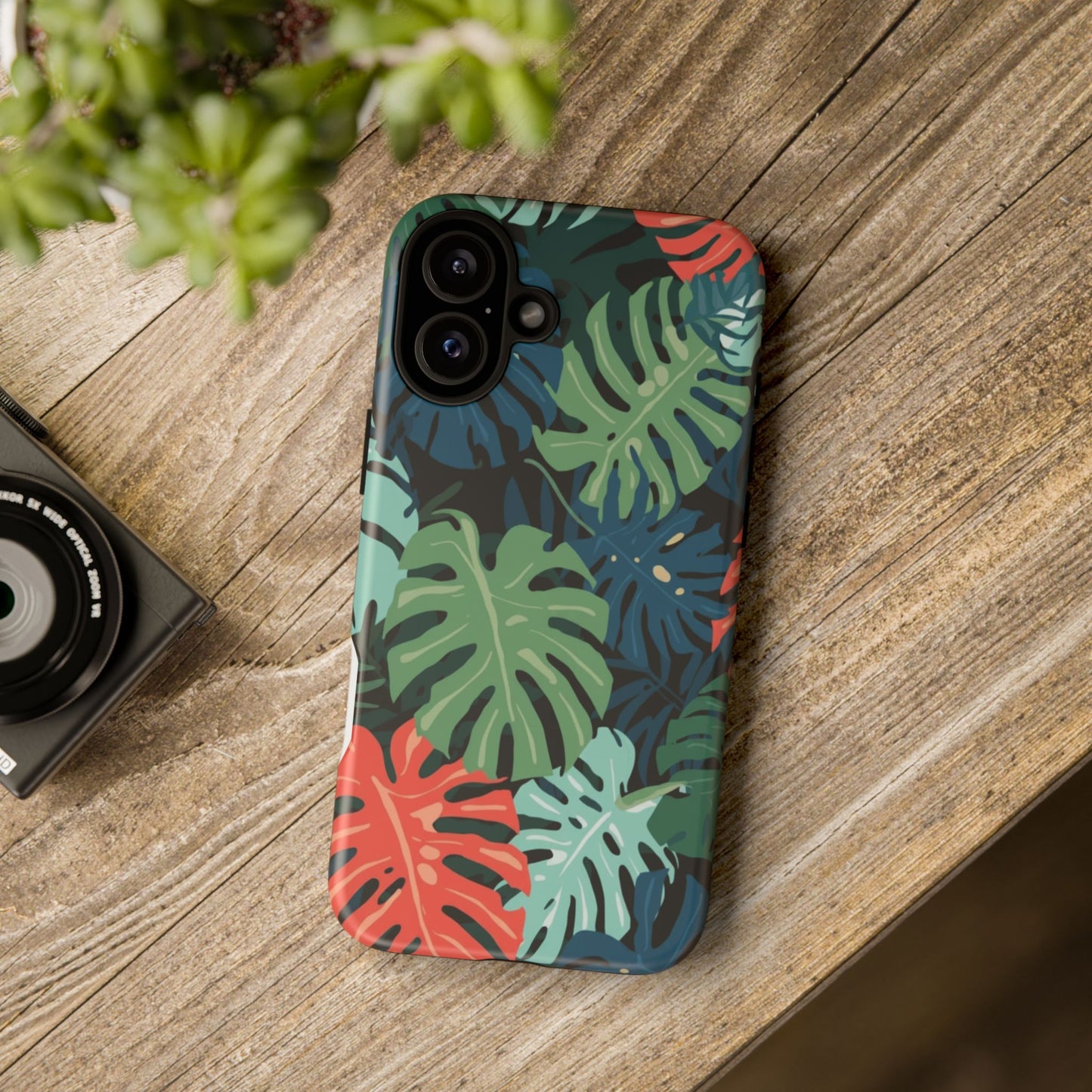 Tropical Monstera Phone Case — Colorful Leaf Protective Tough Case