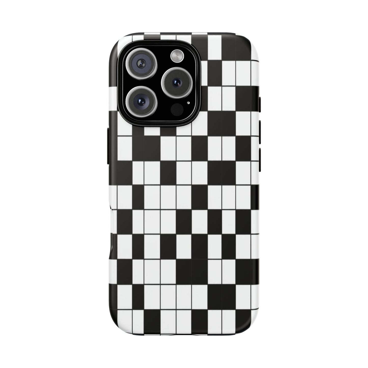 Crossword Grid Phone Case — Black & White Puzzle Pattern Tough Phone Cover