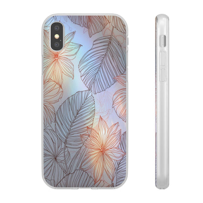 Floral Holographic Phone Case — Iridescent Leaves & Flowers Flexi Case