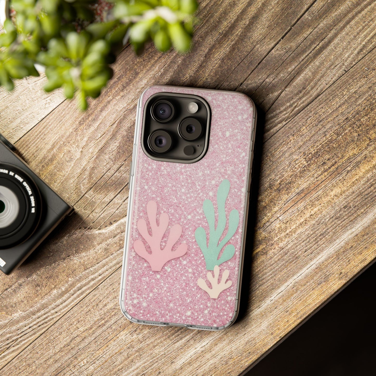 Pink Glitter Seaweed Tough Case - Sparkle Protective Phone Cover