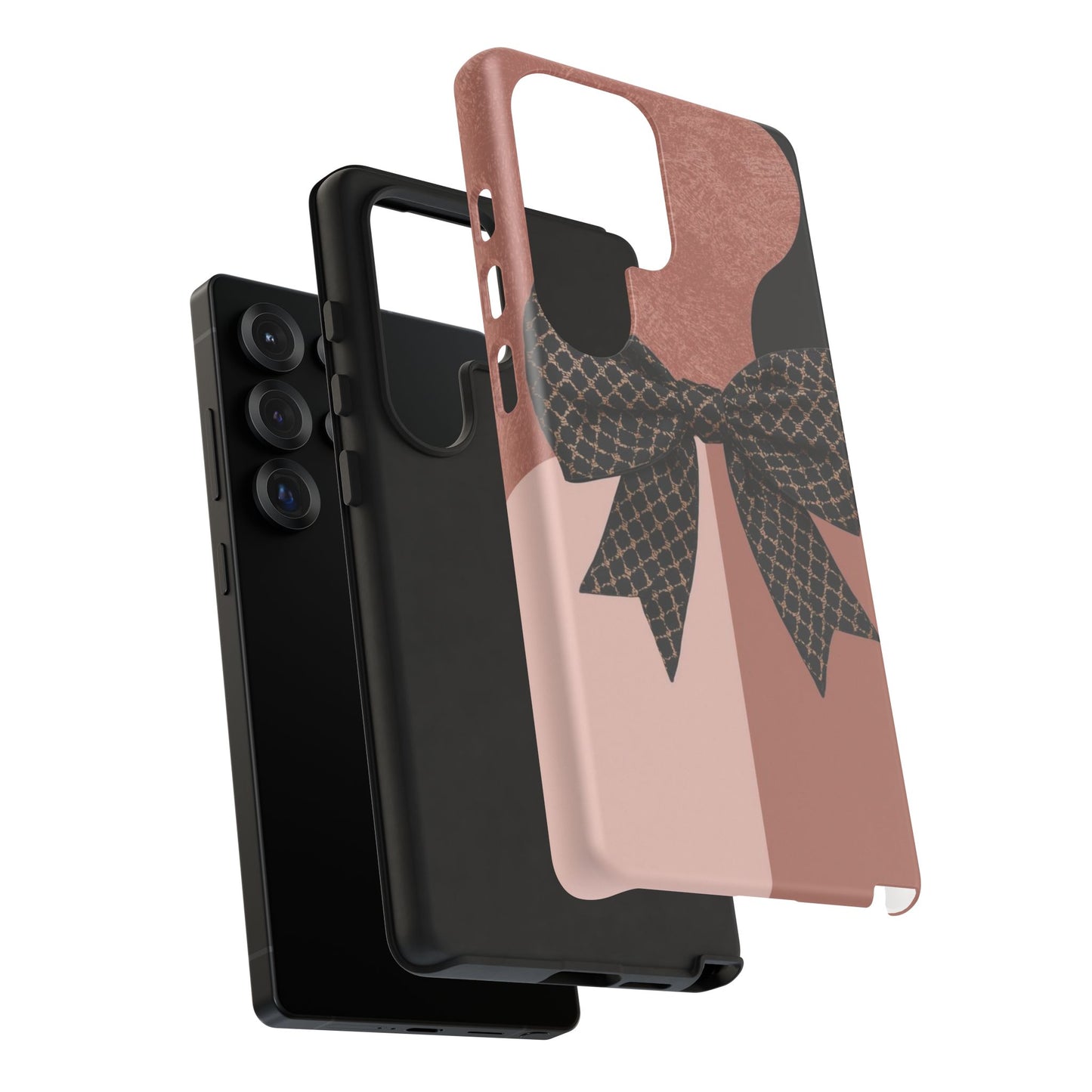 Bow Stripe Tough Phone Case – Pink Mauve Protective Cover