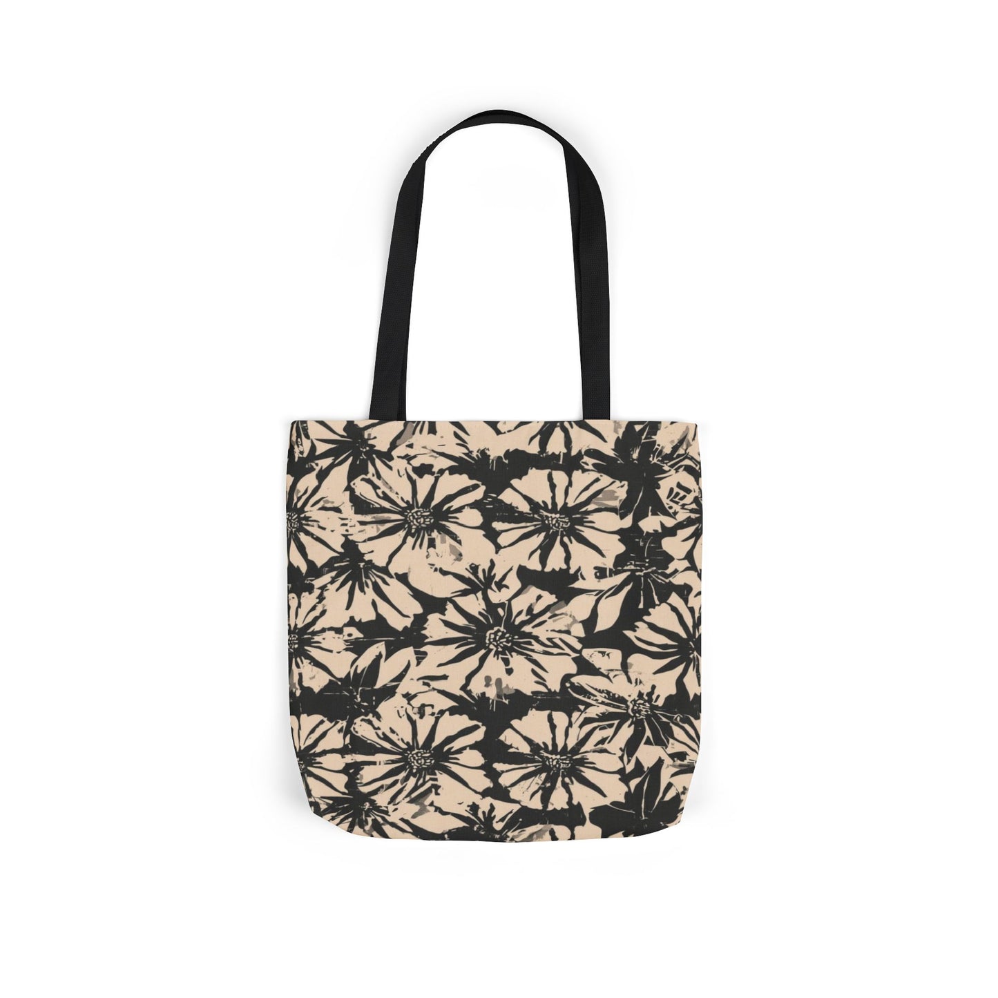 Canvas Tote — Black Floral Tie-Dye Pattern
