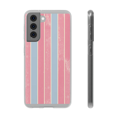 Striped Pink & Blue Phone Case — Retro Pastel Flexi Case