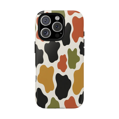 Camouflage Pattern Tough Phone Case – Retro Olive, Rust & Mustard Protective Cover