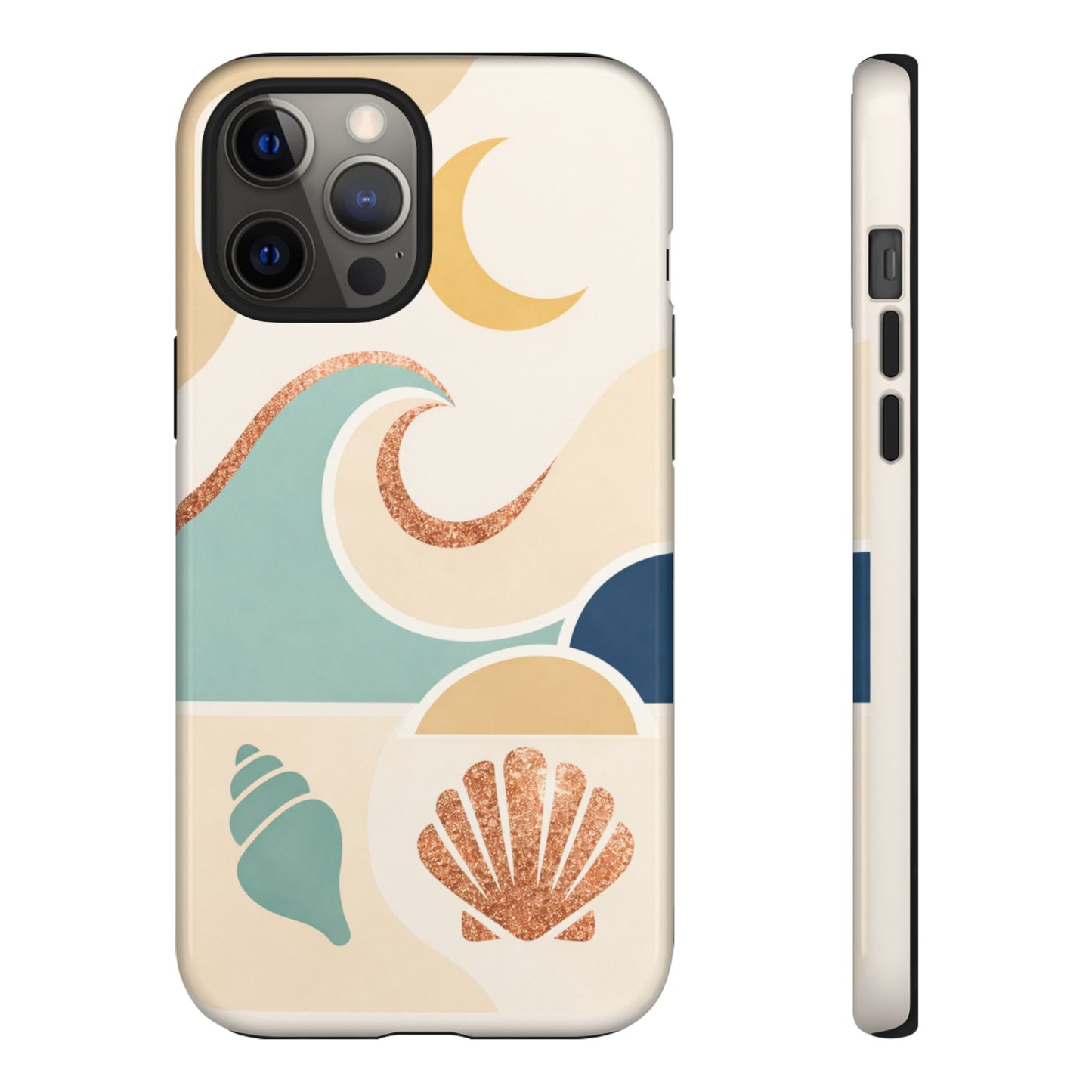 Sea Breeze Tough Phone Case — Retro Waves & Shells Design