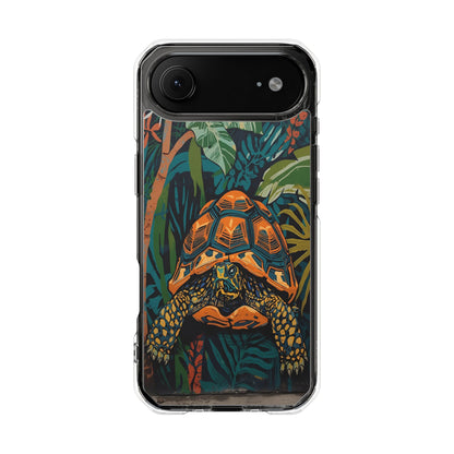 Tortoise Jungle Magnetic Clear Phone Case — Protective Clear Case with Tropical Tortoise Art