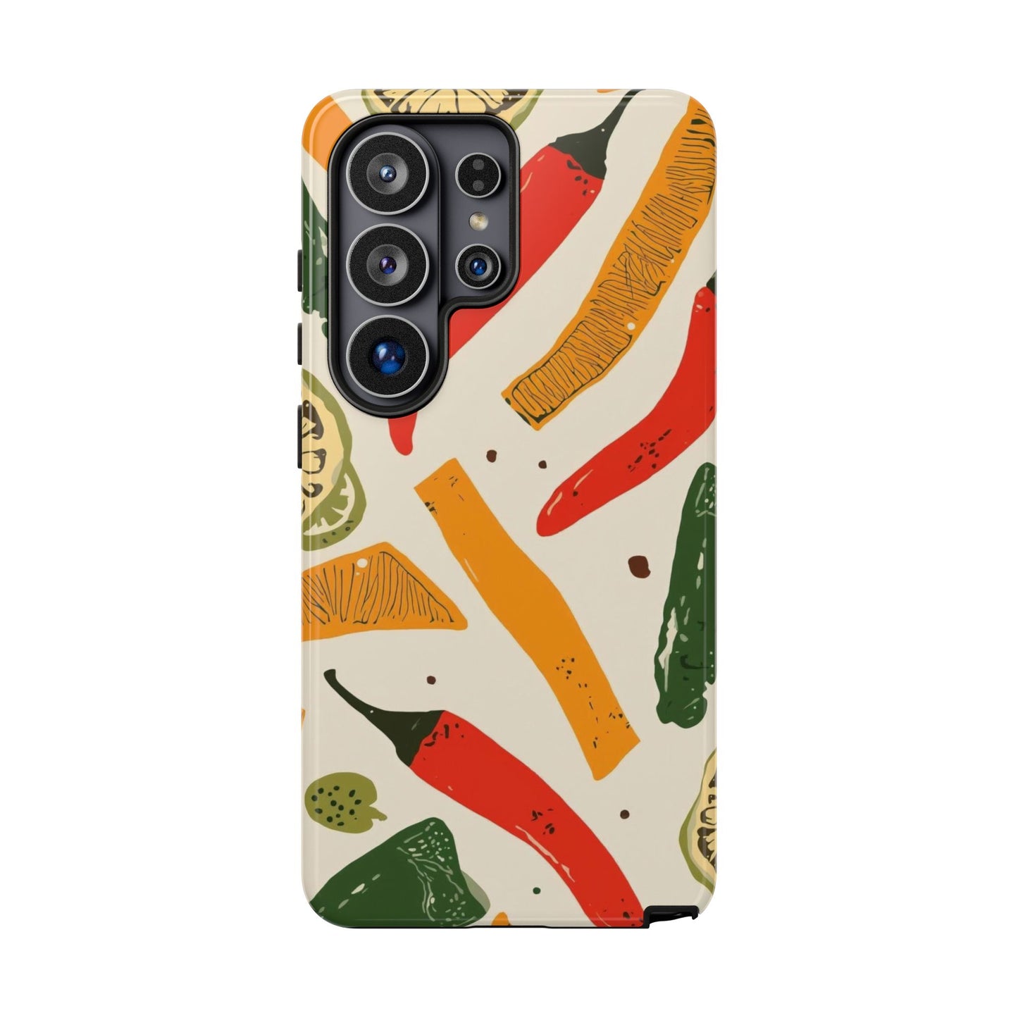 Spicy Peppers Phone Case – Colorful Chili, Lime & Citrus Pattern