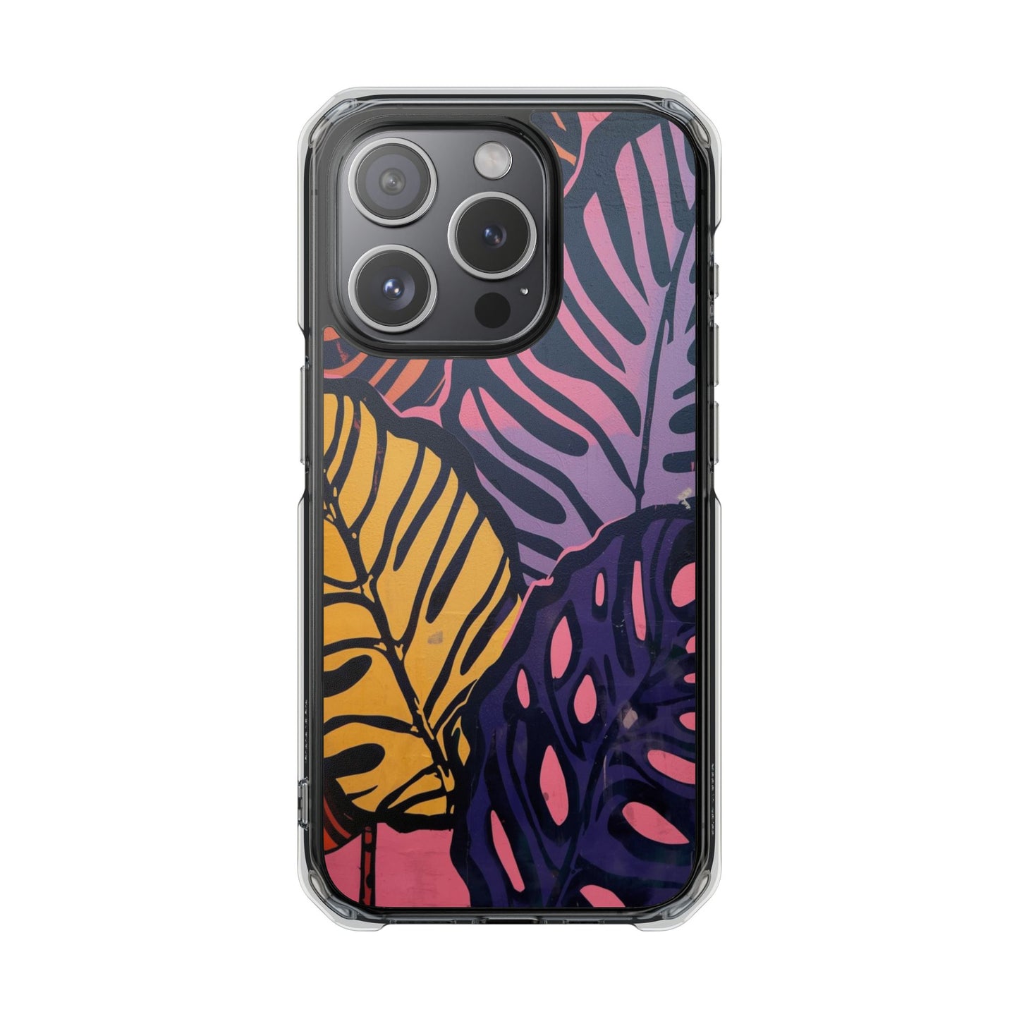 Clear Magnetic Phone Case — Tropical Leaf Art Impact Protection