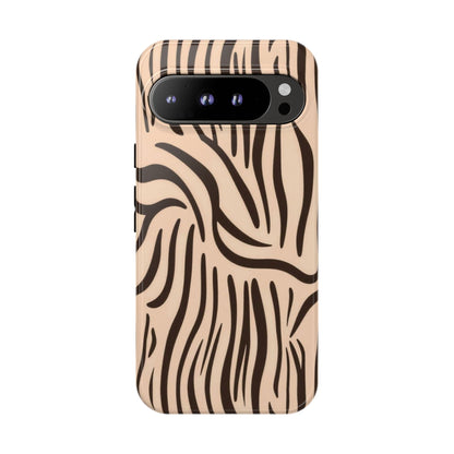 Zebra Stripe Tough Phone Case – Neutral Animal Print Protective Cover