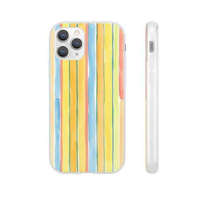 Watercolor Stripe Phone Case — Bright Pastel Vertical Stripes Protective Flexi Case