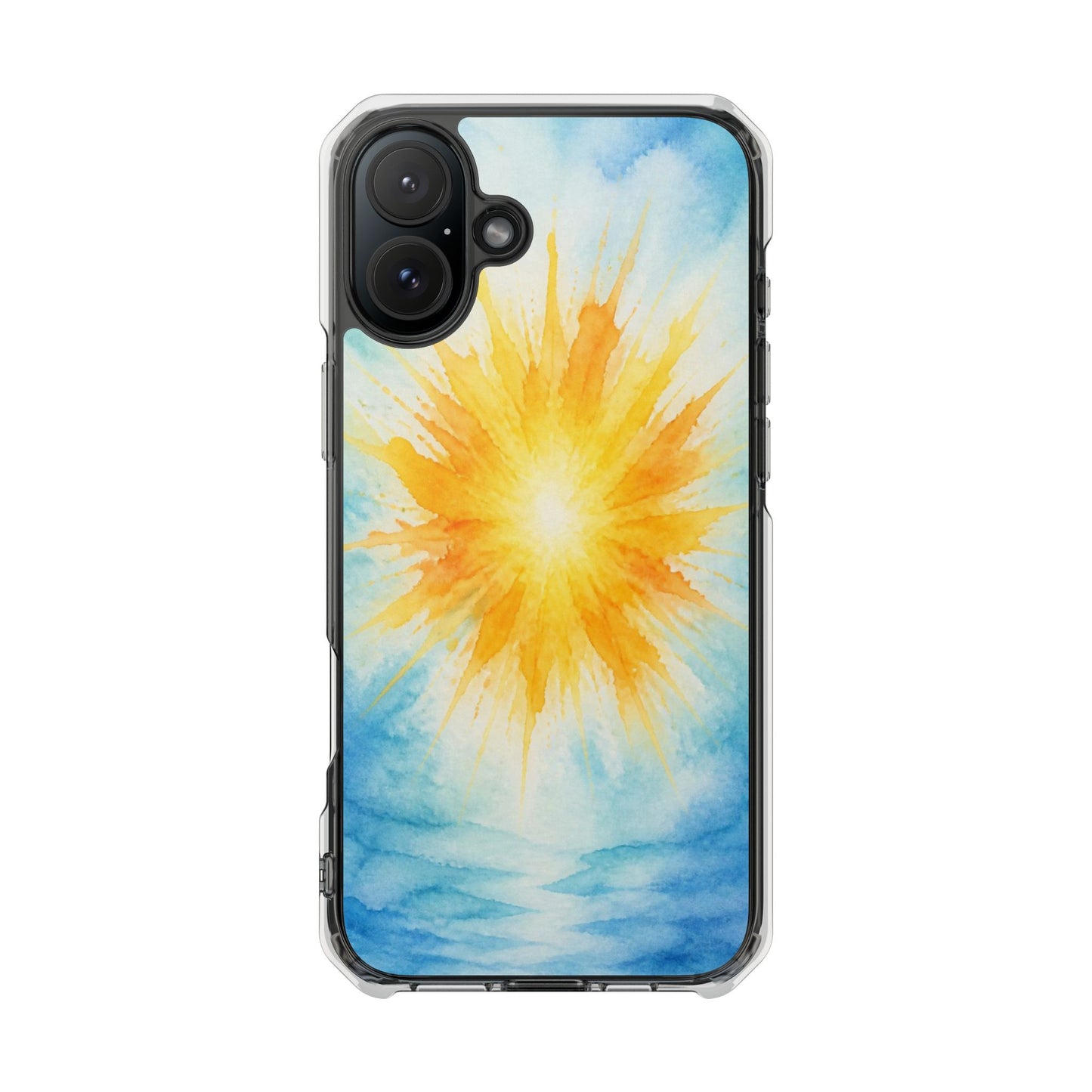 Clear Magnetic Phone Case — Sunshine Watercolor Design