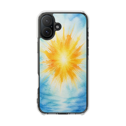 Clear Magnetic Phone Case — Sunshine Watercolor Design