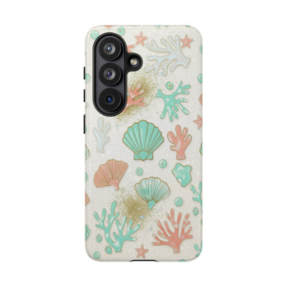 Seashell Coral Phone Case — Pastel Beach Shells Protective Tough Case