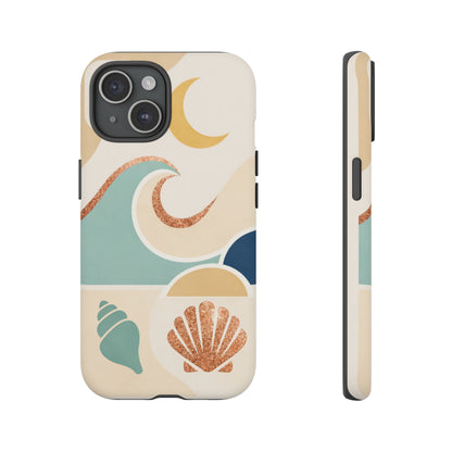 Sea Breeze Tough Phone Case — Retro Waves & Shells Design