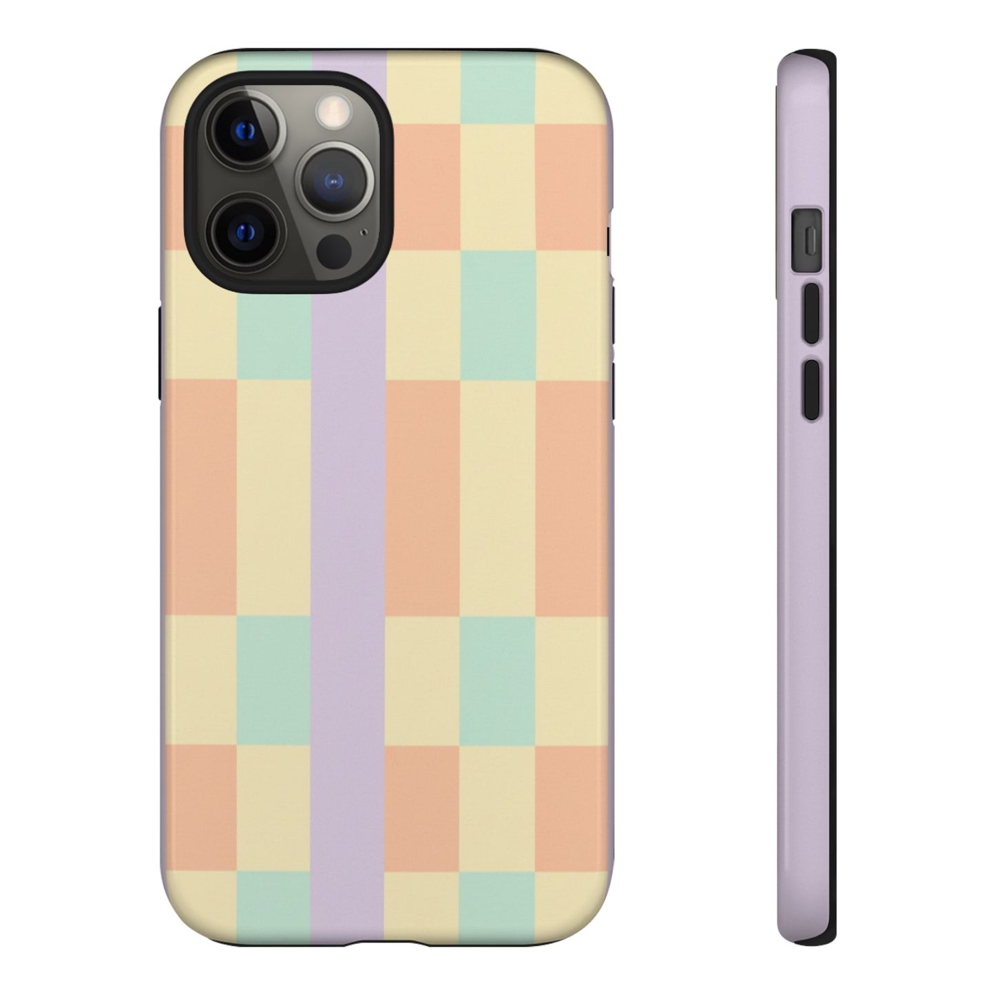 Pastel Checkered Phone Case — Retro Stripe Tough Case