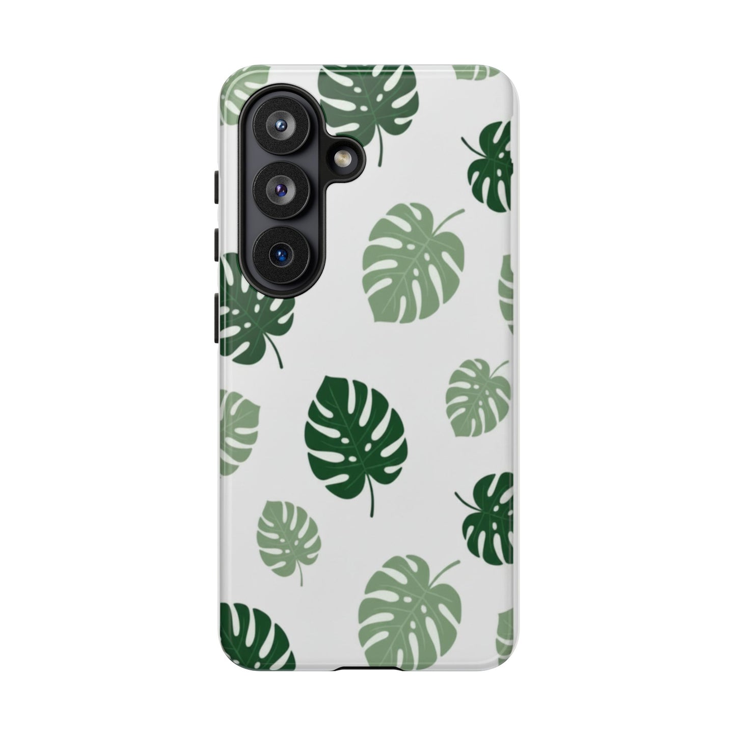 Monstera Leaf Tough Phone Case – Tropical Green Palm Pattern Protective Cover