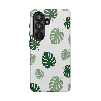 Monstera Leaf Tough Phone Case – Tropical Green Palm Pattern Protective Cover