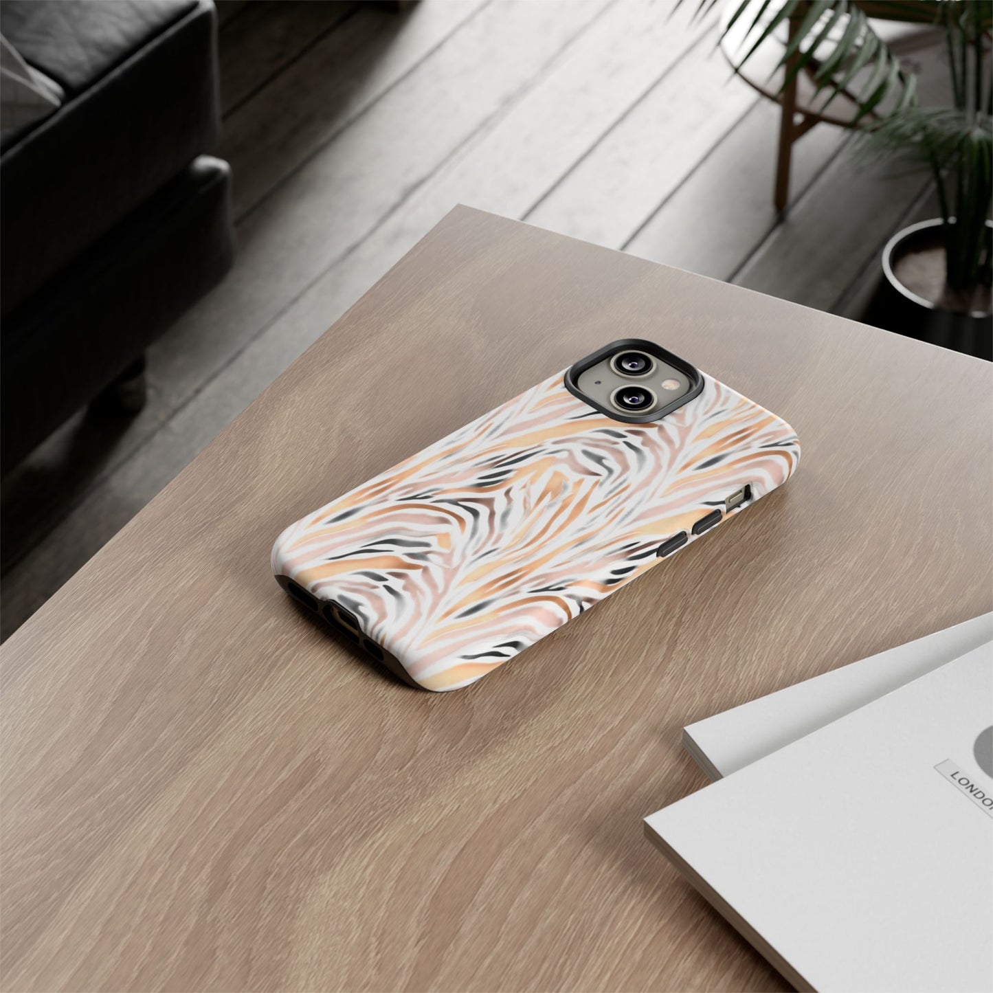Tough Case — Neutral Watercolor Tiger Stripe Phone Case