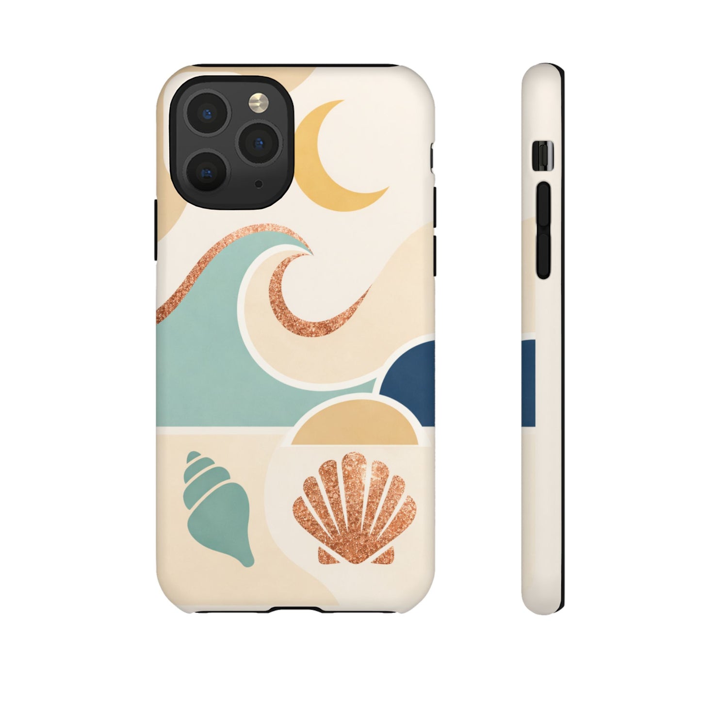 Sea Breeze Tough Phone Case — Retro Waves & Shells Design