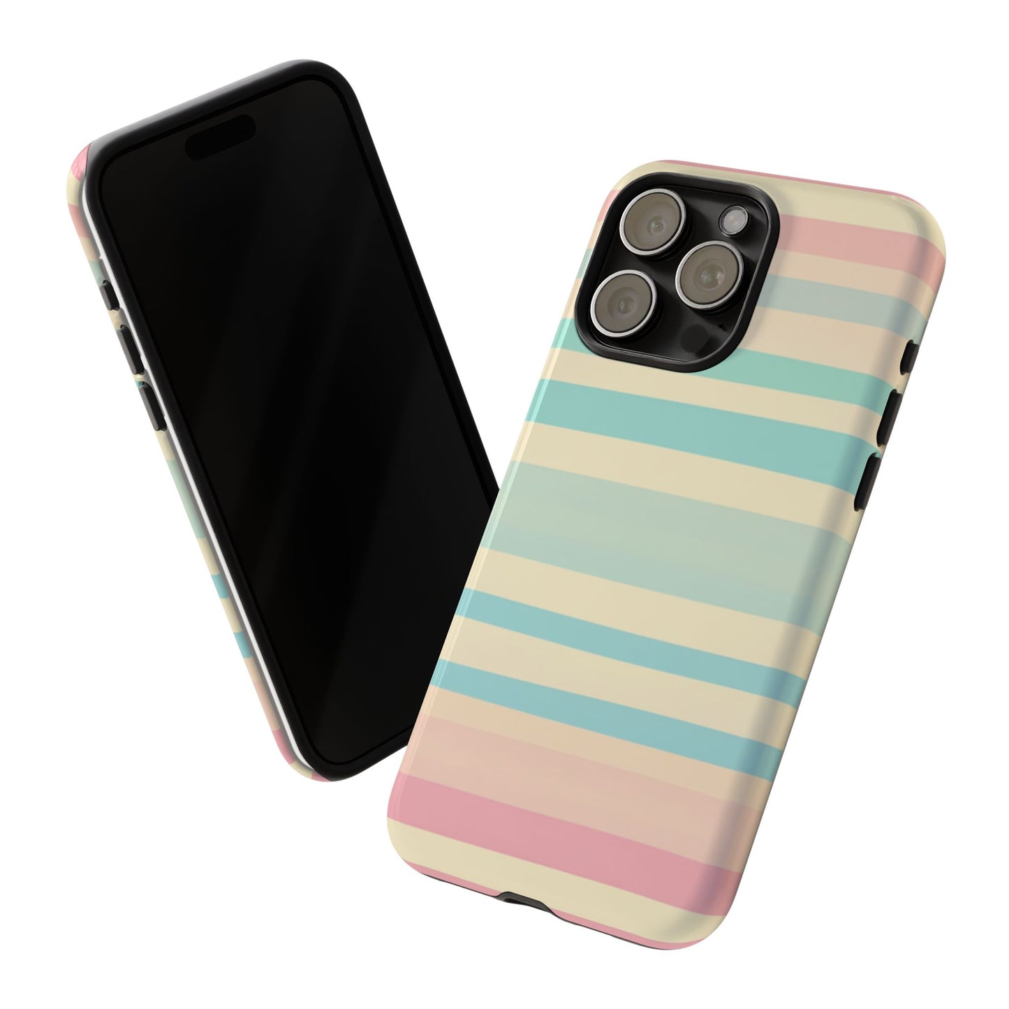 Pastel Striped Tough Phone Case – Protective Retro Rainbow Design