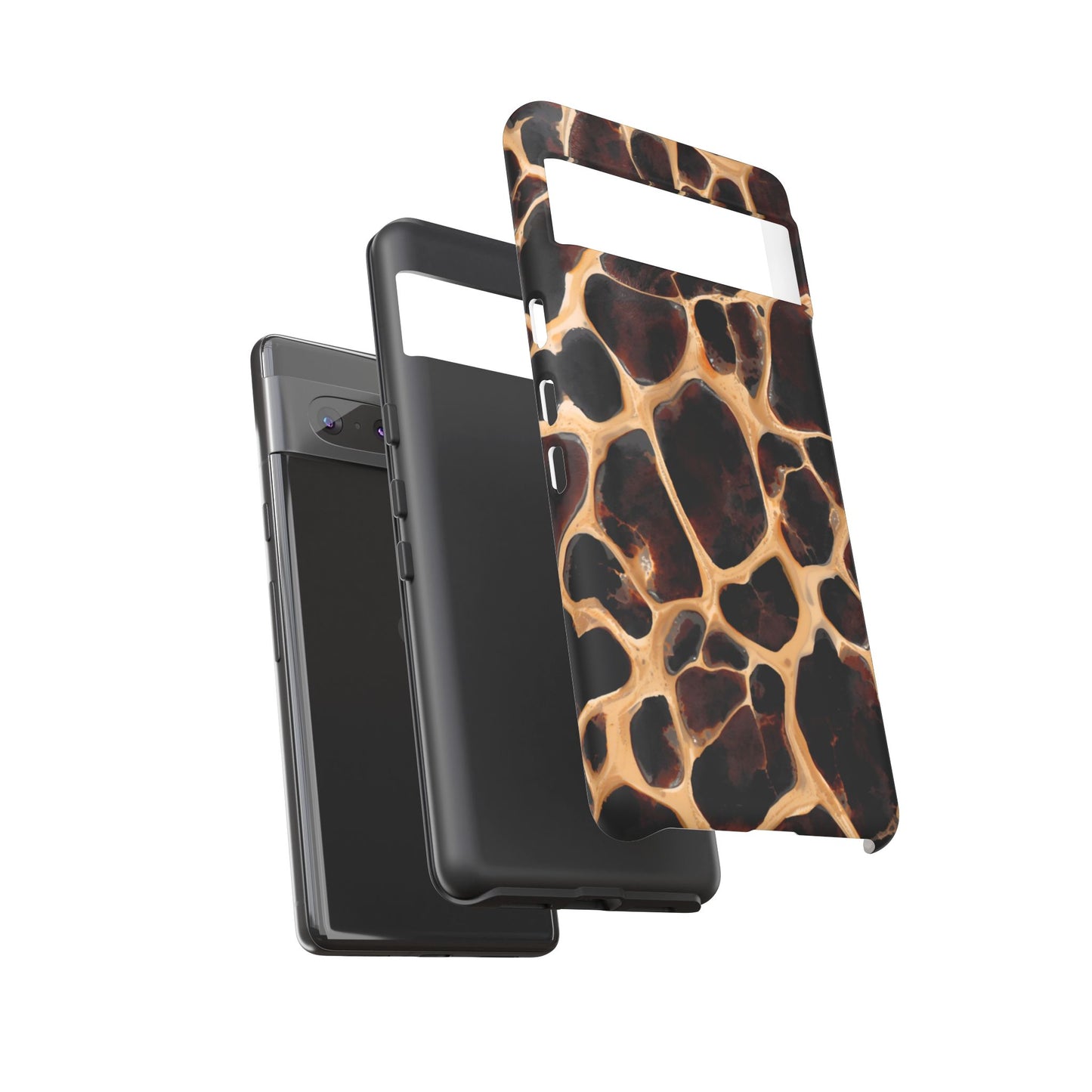 Phone Case — Brown Leather Dot Texture Rugged Protective Cover