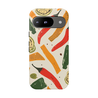Spicy Peppers Phone Case – Colorful Chili, Lime & Citrus Pattern