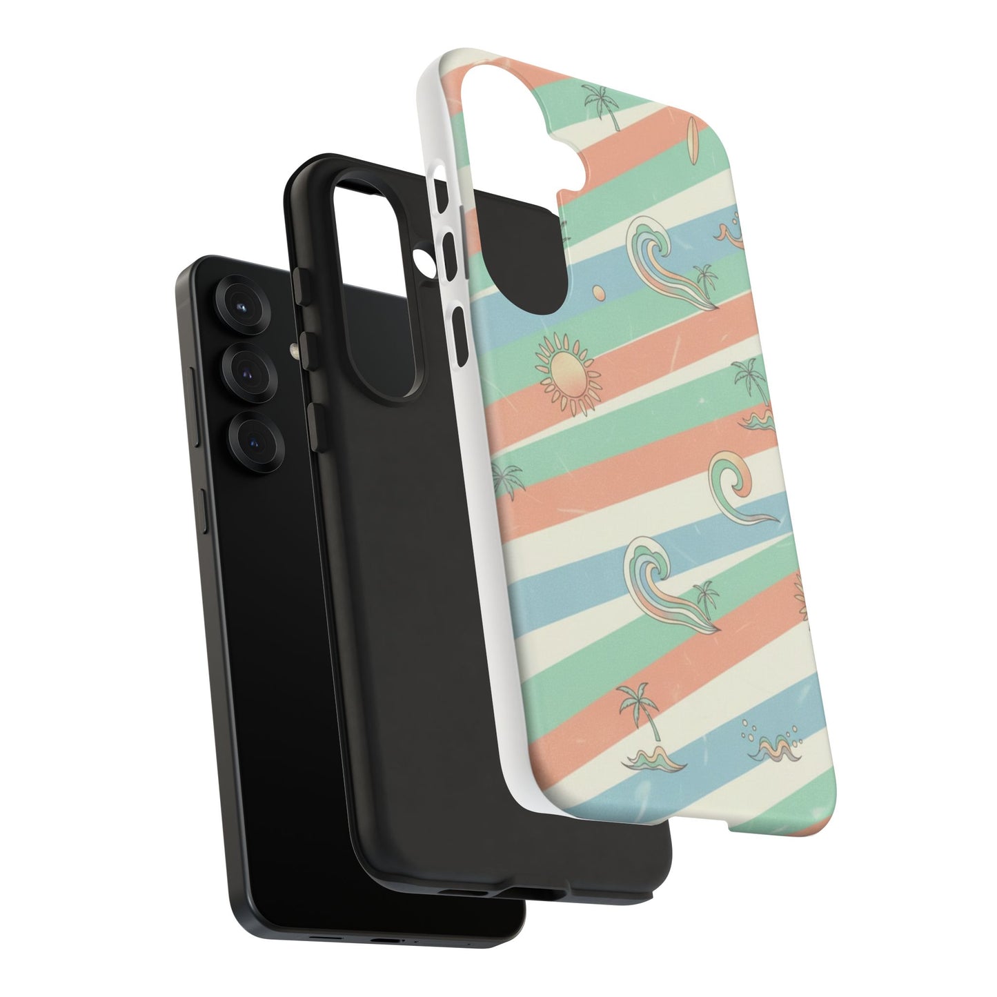 Surf Stripe Tough Phone Case — Retro Beach Waves Pattern