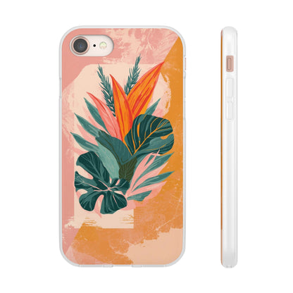 Tropical Botanical Phone Case — Pink & Orange Floral Flexi Case