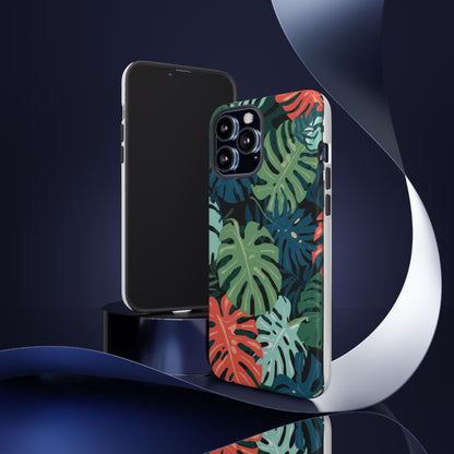 Tropical Monstera Phone Case — Colorful Leaf Protective Tough Case