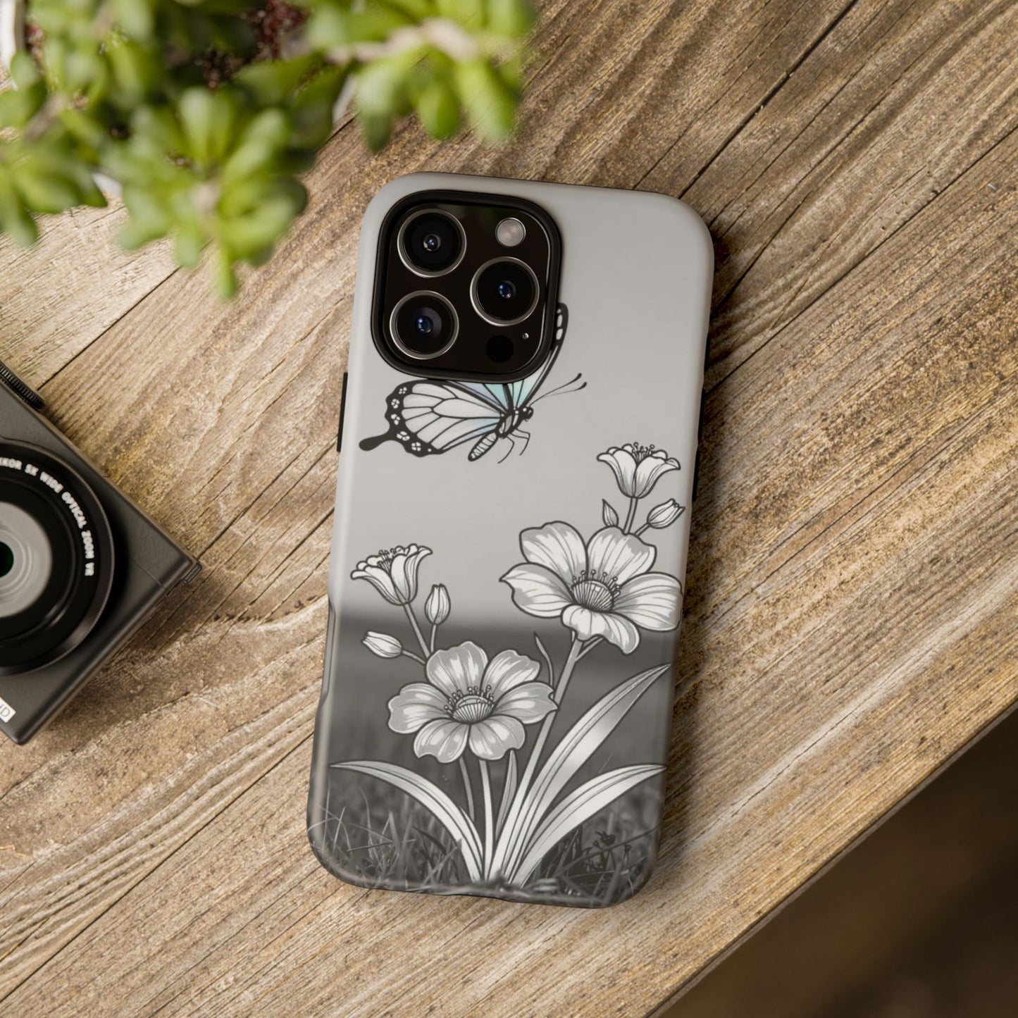 Butterfly & Wildflower Tough Phone Case — Durable Floral Phone Cover