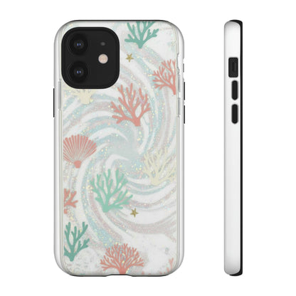 Seafoam Coral Tough Phone Case - Pastel Ocean Wave Design