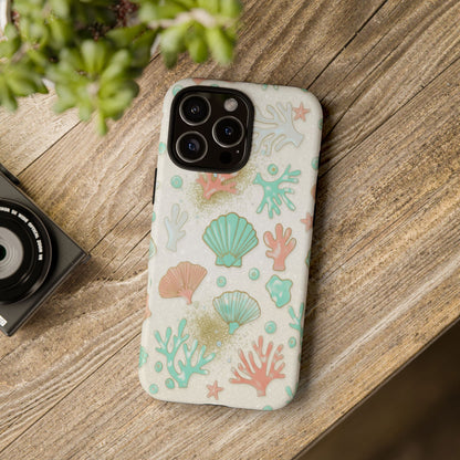 Seashell Coral Phone Case — Pastel Beach Shells Protective Tough Case