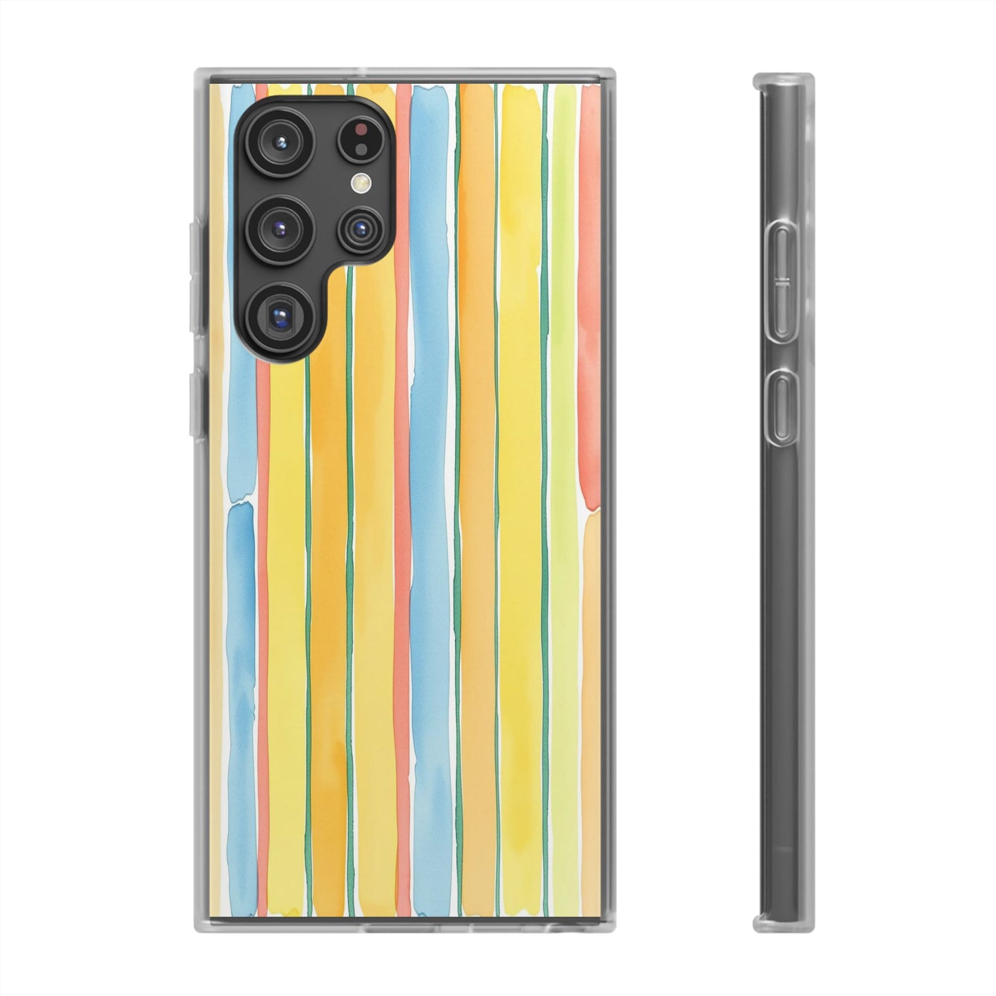 Watercolor Stripe Phone Case — Bright Pastel Vertical Stripes Protective Flexi Case