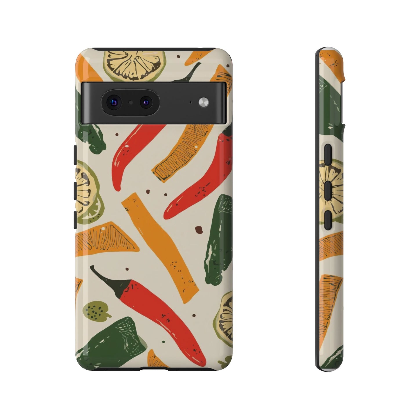 Spicy Peppers Phone Case – Colorful Chili, Lime & Citrus Pattern