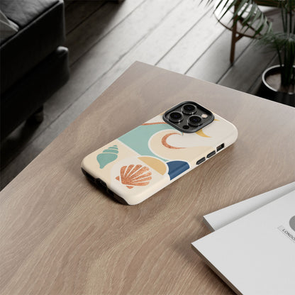 Sea Breeze Tough Phone Case — Retro Waves & Shells Design