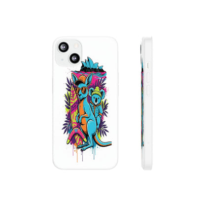 Kangaroo & Koala Surf Phone Case — Neon Aussie Beach Vibes Flexible Case